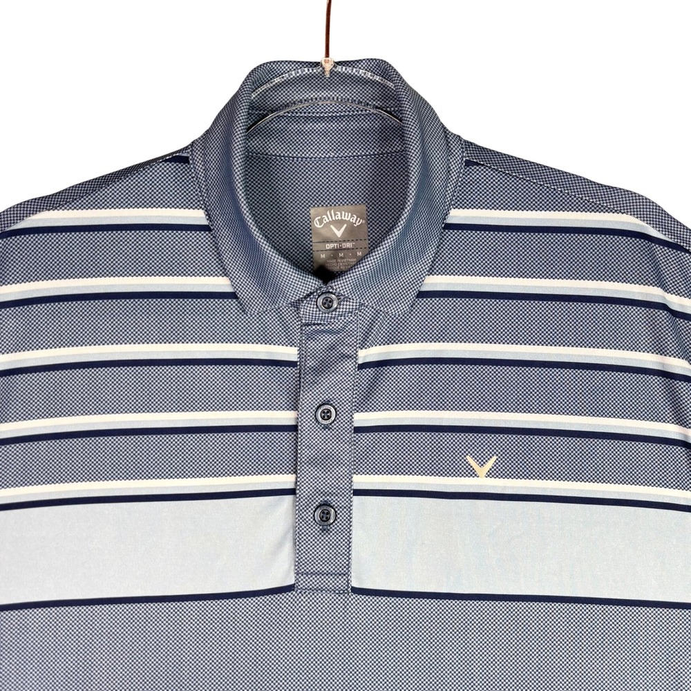 Callaway Opti-Dri Mens Blue Striped Short Sleeve Golf Polo Shirt Size Medium